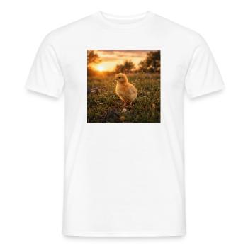 Gelbes Huhn bei Sonnenuntergang - Männer T-Shirt - Weiß - Vorne - AI Model Male 178 dark (178cm)