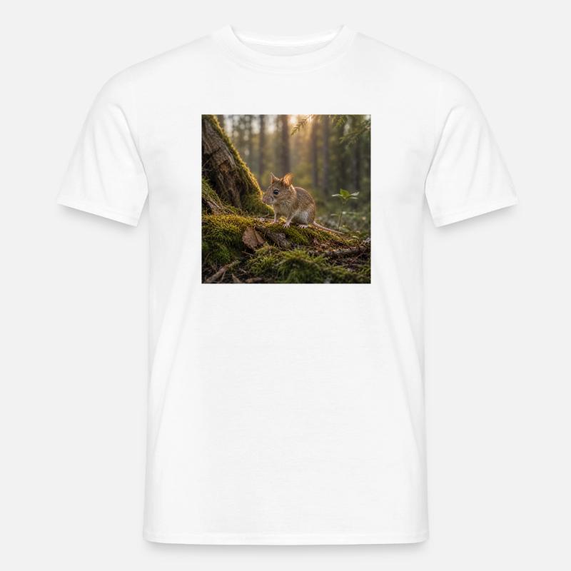 Waldmaus / Maus in der Abendsonne - Männer T-Shirt - Weiß