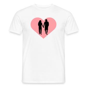 Couple Silhouette Amour Romance Petit ami de la Saint-Valentin - T-shirt homme - blanc - Devant - AI Model Male 178 dark (178cm)