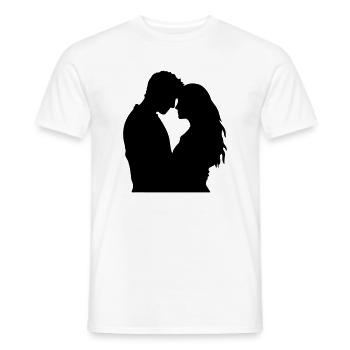 Couple Silhouette Amour Romance Petit ami de la Saint-Valentin - T-shirt homme - blanc - Devant - AI Model Male 178 dark (178cm)