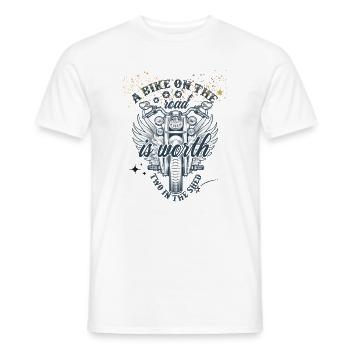 Moto ailée sur route libre - T-shirt homme - blanc - Devant - AI Model Male 178 dark (178cm)