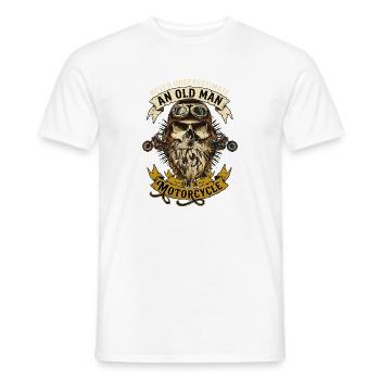 Old Man Motorcycle Biker Skull Vintage - Men's T-Shirt - white - Front - AI Model Male 178 dark (178cm)