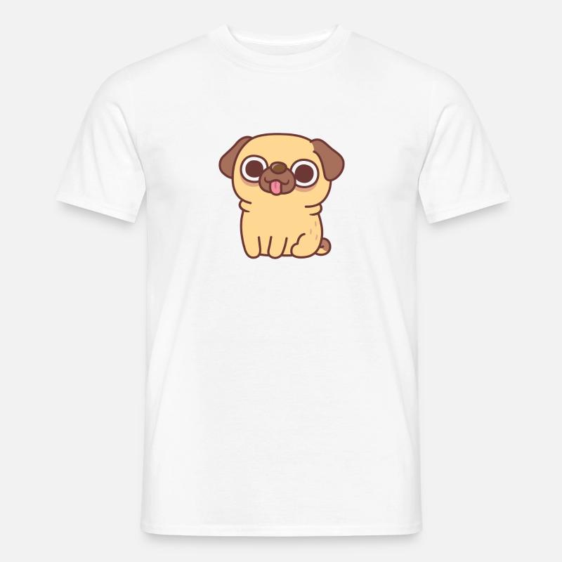 Niedlicher sitzender Reh-Mops - Männer T-Shirt - Weiß