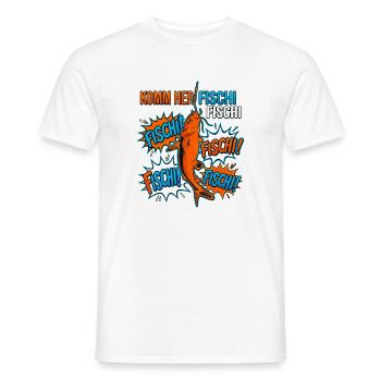 Komm her Fischi Lustiges Wels Angeln Comic - Männer T-Shirt - Weiß - Vorne - AI Model Male 178 dark (178cm)