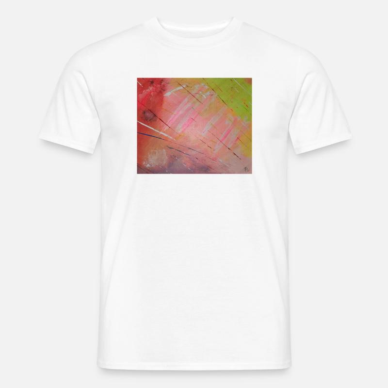 Neon Diagonal Stripe Abstract - Men’s T-shirt - white