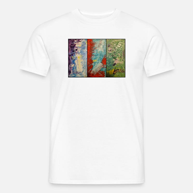 Triptychon Farbfluss - Männer T-Shirt - Weiß