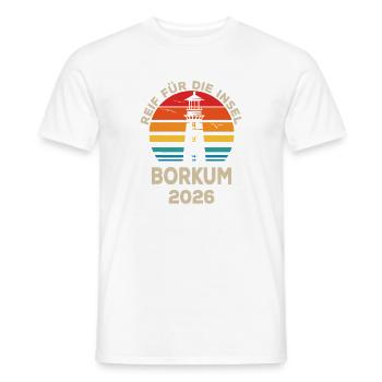 Borkum Insel Retro Sunset 2026 - Männer T-Shirt - Weiß - Vorne - AI Model Male 178 dark (178cm)