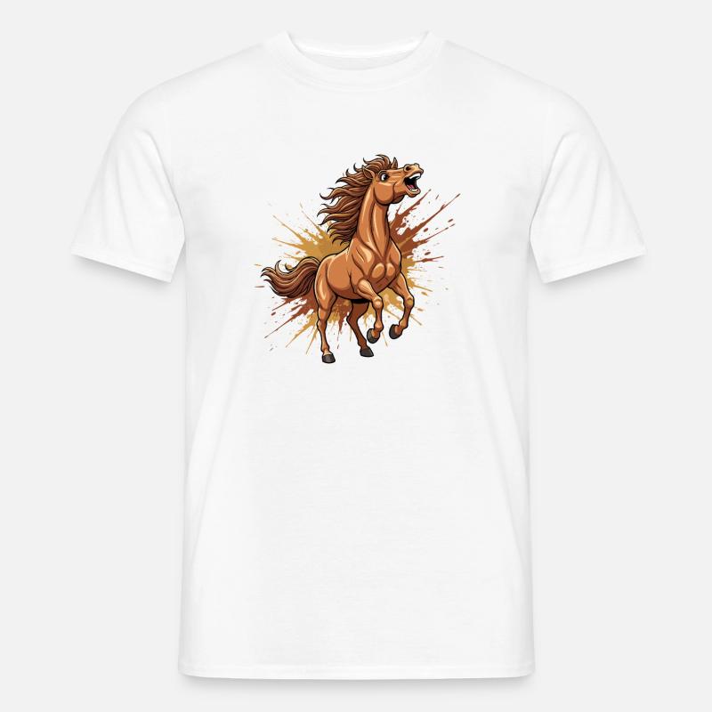Wildes Pferd im Farbschwall - Männer T-Shirt - Weiß