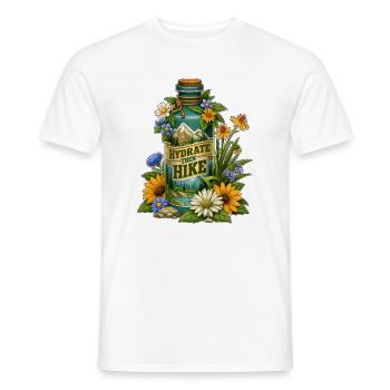 Hydrate Then Hike Floral Bottle Design - Men's T-Shirt - white - Front - AI Model Male 178 dark (178cm)