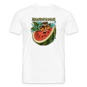 Melone Stimmungsaktiviertes lustiges Wassermelonengesicht - Männer T-Shirt - Weiß - Vorne - AI Model Male 178 dark (178cm)