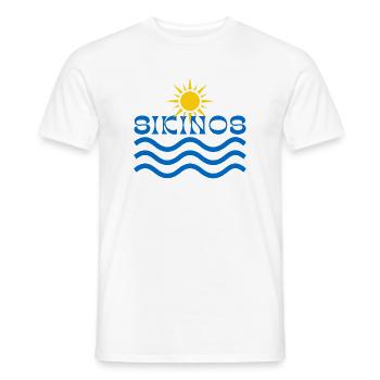 Sikonos – Sonne über blauen Wellen - Männer T-Shirt - Weiß - Vorne - AI Model Male 178 dark (178cm)