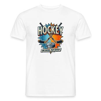 Retro Eishockey Schläger Puck Comic - Men's T-Shirt - white - Front - AI Model Male 178 dark (178cm)