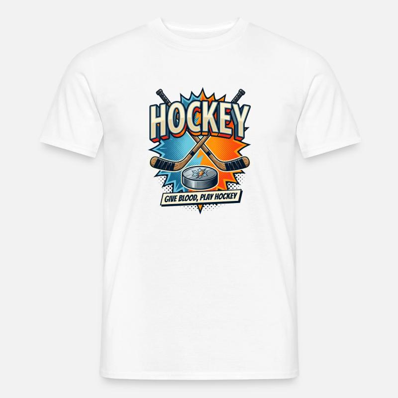 Retro Eishockey Schläger Puck Comic - Men's T-shirt - white