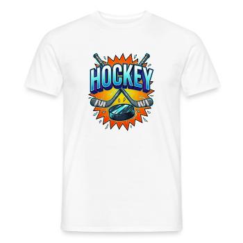 Eishockey Comic Style Schläger und Puck - Men's T-Shirt - white - Front - AI Model Male 178 dark (178cm)