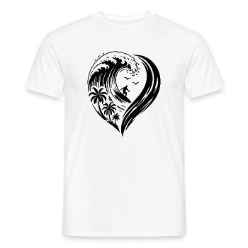 Heart Surfer Waves Ocean Love - Men's T-Shirt - white - Front - AI Model Male 178 dark (178cm)