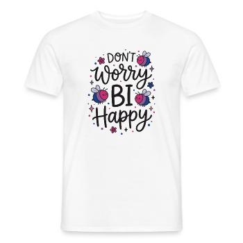 Mois de la fierté LGBT - Ne t’inquiète pas avec Happy - T-shirt homme - blanc - Devant - AI Model Male 178 dark (178cm)