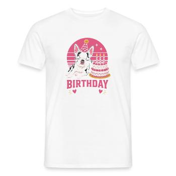 Birthday Girl Boston Terrier Cake - Men's T-Shirt - white - Front - AI Model Male 178 dark (178cm)