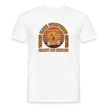 Groovy Dog Vintage Logo - T-shirt homme - blanc - Devant - AI Model Male 178 dark (178cm)