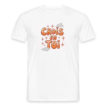 Crois en toi - Typo Bulle - T-shirt homme - blanc - Devant - AI Model Male 178 dark (178cm)