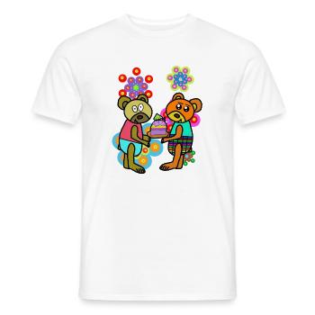 Fleurs en peluche rétro Anniversaire Ours de la fête des mères - T-shirt homme - blanc - Devant - AI Model Male 178 dark (178cm)