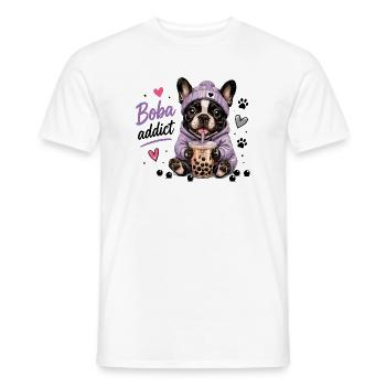 Bubble Tea Bulldog Français Boba Addict - T-shirt homme - blanc - Devant - AI Model Male 178 dark (178cm)