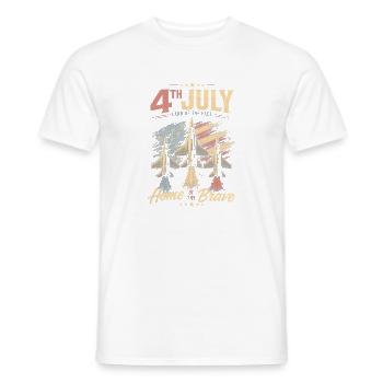4th July Aircraft Patriotics – Home of the Brave - Men's T-Shirt - white - Front - AI Model Male 178 dark (178cm)