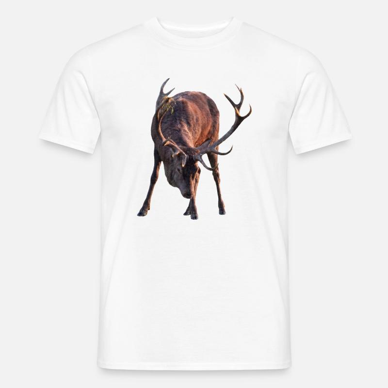 Stag with antlers in a stooped posture - Men’s T-shirt - white