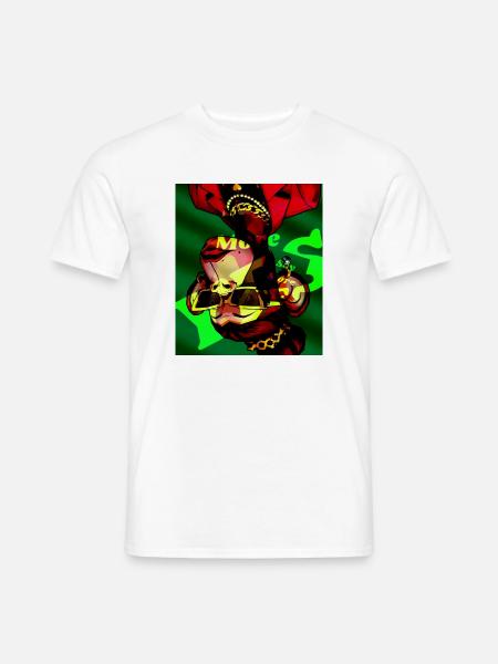 Geometrischer Neon-Tierkopf mit Sonnenbrille - Männer T-Shirt - Weiß