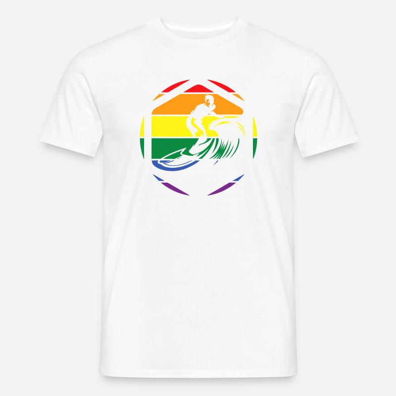 Rainbow Wave Surfer Circle - Men's T-shirt - white