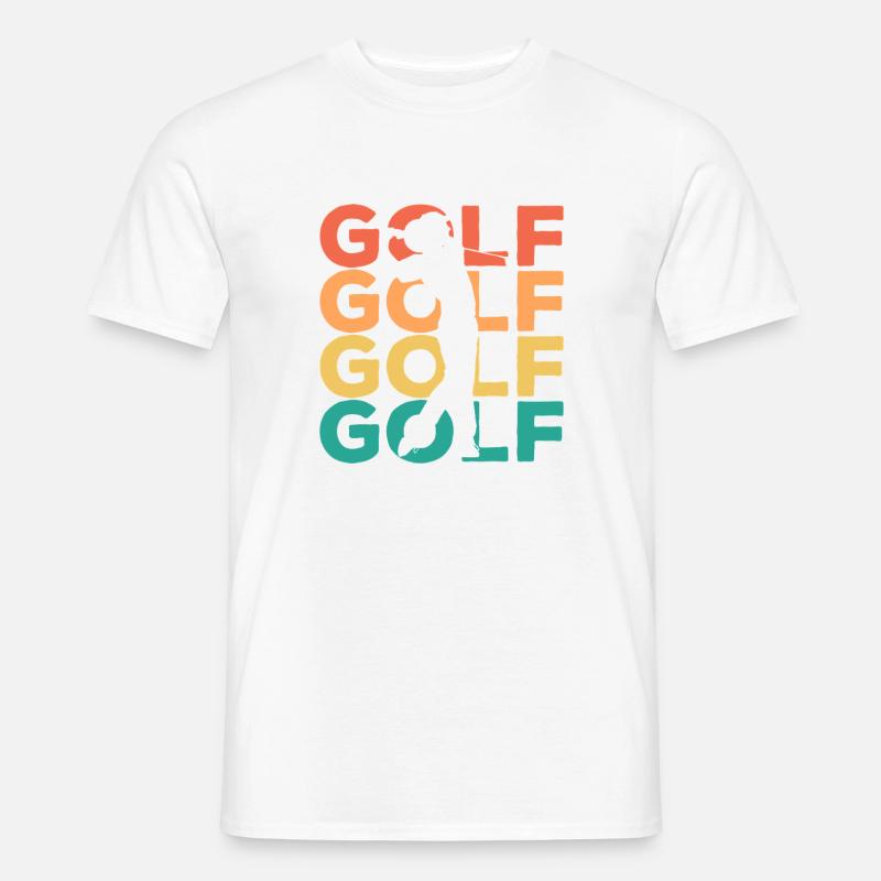 Rainbow Golf Swing Silhouette - Männer T-Shirt - Weiß