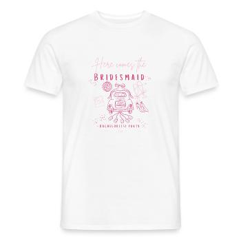 Bridesmaid Party Retro Car Pink Bachelorette - Men's T-Shirt - white - Front - AI Model Male 178 dark (178cm)
