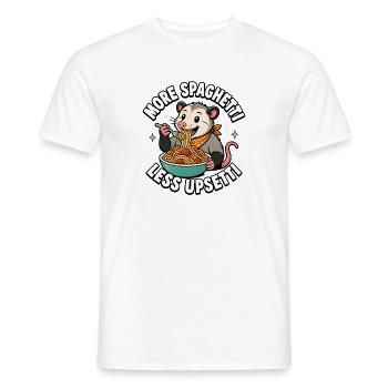 More spaghetti, less trouble, possum children's splits - Men's T-Shirt - white - Front - AI Model Male 178 dark (178cm)