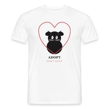 AdoptDontShop Katzenherz-Emblem - Männer T-Shirt - Weiß - Vorne - AI Model Male 178 dark (178cm)