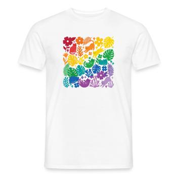 LGBT-Pride-Monat – Regenbogenkatzen und Blumen - Männer T-Shirt - Weiß - Vorne - AI Model Male 178 dark (178cm)