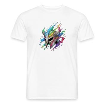 Rune Helmet in Rainbow Fire - Men's T-Shirt - white - Front - AI Model Male 178 dark (178cm)