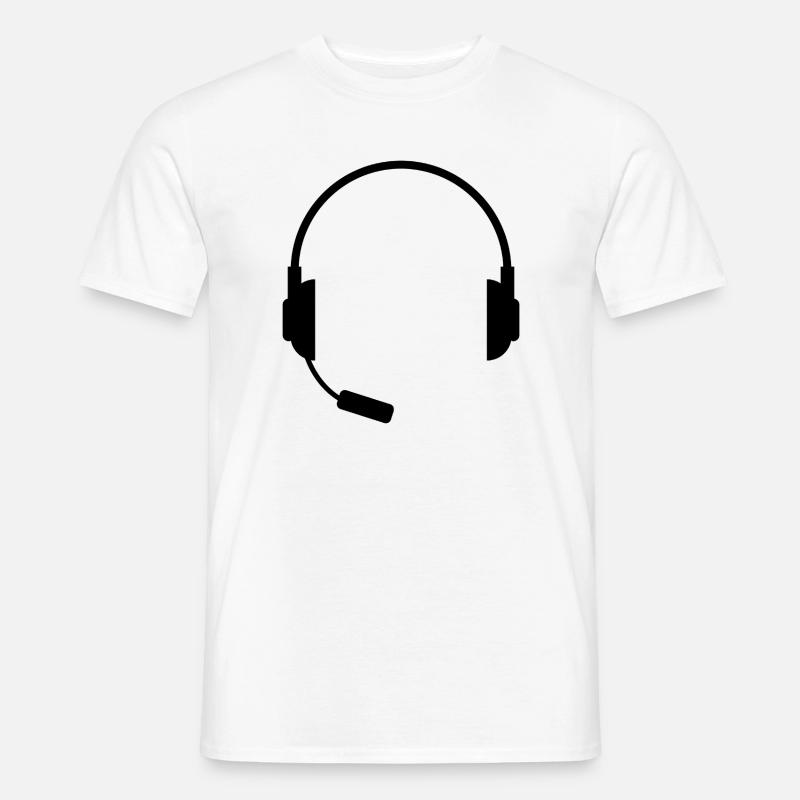 Headset mit Mikrofon - Männer T-Shirt - Weiß