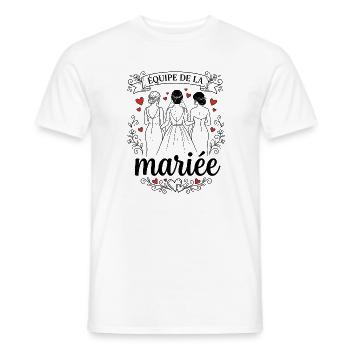 Équipe de la Mariée EVJF Témoin Mariage - T-shirt homme - blanc - Devant - AI Model Male 178 dark (178cm)