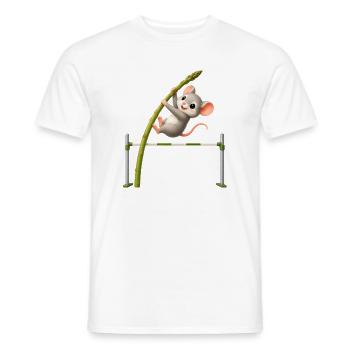 Funny Mouse Asparagus High Jump Cartoon - Men's T-Shirt - white - Front - AI Model Male 178 dark (178cm)