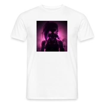 Masque à gaz néon dans la lumière nocturne - T-shirt homme - blanc - Devant - AI Model Male 178 dark (178cm)