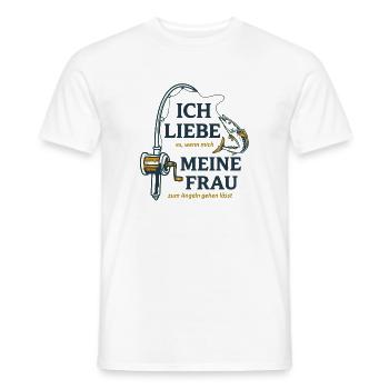 Angeln Lustiger Spruch Meine Frau - Männer T-Shirt - Weiß - Vorne - AI Model Male 178 dark (178cm)