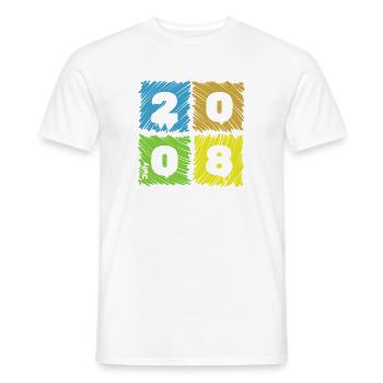 18. Geburtstag Farbige Patches since 07/2008 - Men's T-Shirt - white - Front - AI Model Male 178 dark (178cm)