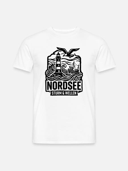 Nordsee Sturm und Wellen - Männer T-Shirt - Weiß