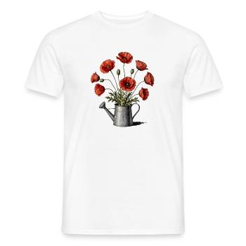 Coquelicots dans un arrosoir - T-shirt homme - blanc - Devant - AI Model Male 178 dark (178cm)
