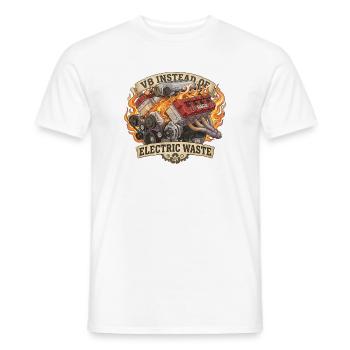 V8 au lieu de VE – Déchets électriques - T-shirt homme - blanc - Devant - AI Model Male 178 dark (178cm)