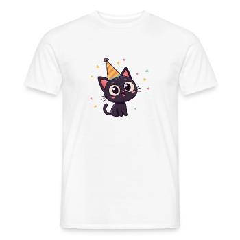 Schwarzer Katzen-Partyhut - Männer T-Shirt - Weiß - Vorne - AI Model Male 178 dark (178cm)