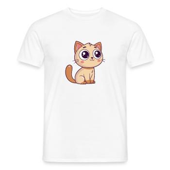 Kawaii Beige Katze Süßes Lächeln - Männer T-Shirt - Weiß - Vorne - AI Model Male 178 dark (178cm)