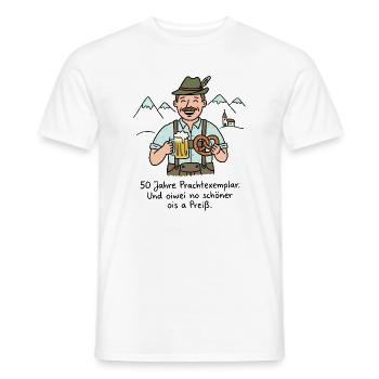 50. Geburtstag Bayern Spruch Prachtexemplar - Männer T-Shirt - Weiß - Vorne - AI Model Male 178 dark (178cm)
