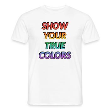 Montrez vos vraies couleurs : fierté LGBT - T-shirt homme - blanc - Devant - AI Model Male 178 dark (178cm)