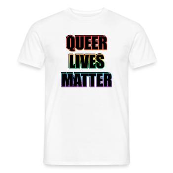 Queer Lives Matter Regenbogentext - Männer T-Shirt - Weiß - Vorne - AI Model Male 178 dark (178cm)