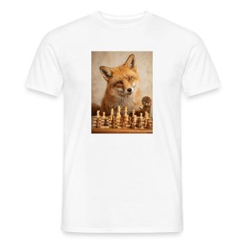 Renard jouant aux échecs - T-shirt homme - blanc - Devant - AI Model Male 178 dark (178cm)